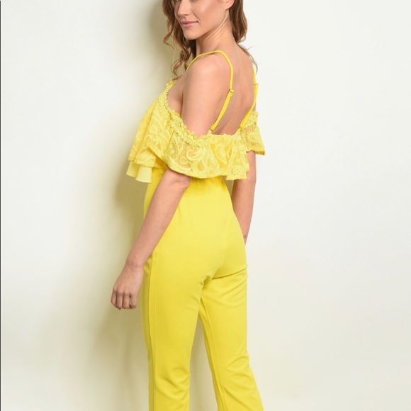 LUXM YELLOW JUMPSUIT NWOT - Picture 3 of 10
